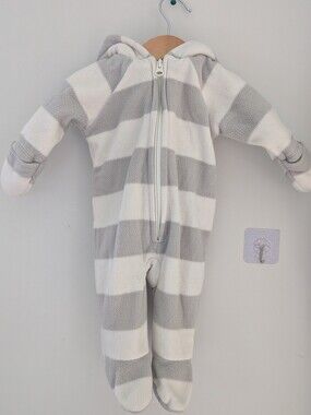 Grey & White Stripped Bunting Suit